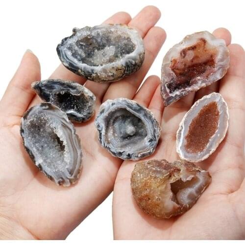 Natural Half Agate Geode Mineral Irregular Stone Beads Crystals Halves Healing Stones Slice Specimen Collection