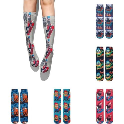 Fashion Male Female Punk Cotton Socks Cartoon Skateboard Street Casual Socks High Ankle Breathable Summer And Winter Socks Women