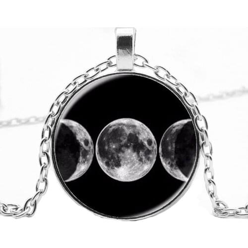 New Dark Moon Goddess Pendant Necklace Convex Crystal Men and Women Necklace Jewelry