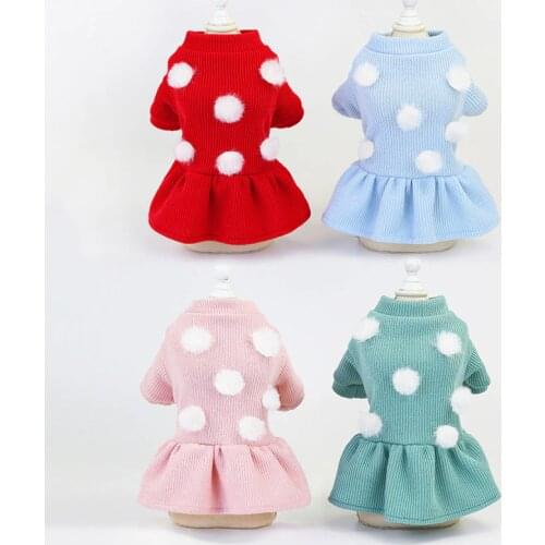 Dog Dress Autumn Winter Dog Sweater Small Medium Dogs Girl Warm Dress Dogs Puppy Yorkshire Outfit