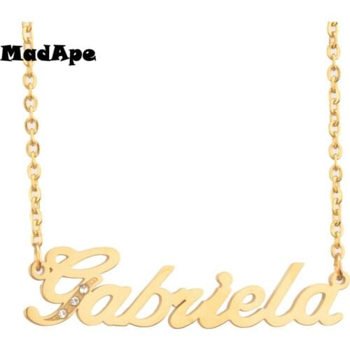 MadApe 316L Stainless Steel Letter "Gabriela" Pendant Necklace Custom Name Necklace, Customized Any Personalized Name Neclace