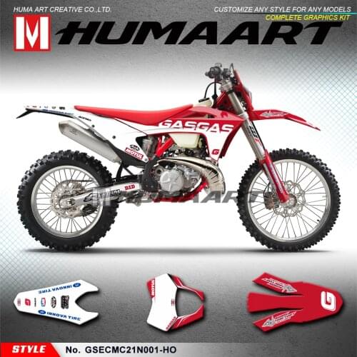 HUMAART Personalised Graphics Enduro Stickers Dirt Bike Vinyl Wraps for Gas Gas EC MC 125 250 300 450 2021, Red White