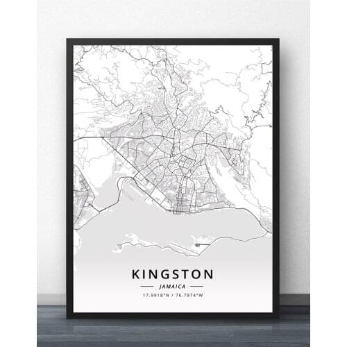 Kingston Jamaica Map Poster