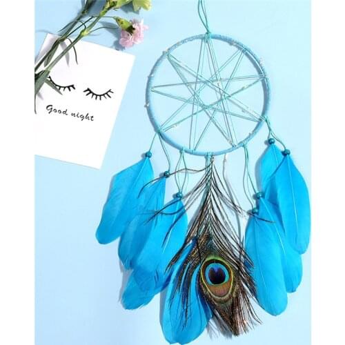 Girl Heart Dream Catcher Feather Pendant Handmade Wall Hanging Car Ornament Home Room Bedroom Decoration Craft Gift Wind Chimes
