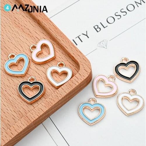 20pcs Diy Hollow Color Love Heart Charm Alloy Enamel Charm For Men and Women Necklace Pendant Accessories Fashion Party Gift