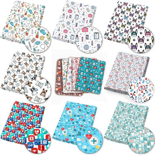 Polyester Cotton Fabric Medical Health Printed Cloth Sheets DIY Dress Supplies Handmade Bags Home Textile Patchwork 45*145cm 1pc
