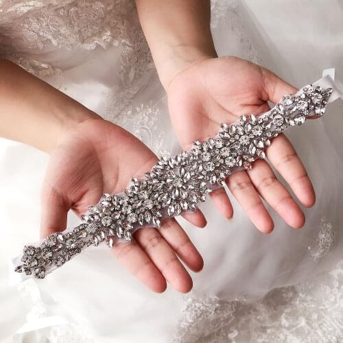 Evening Dress Sash Pink White Ivory Hand-nailed Belts Crystal Rhinestones Ribbon Silver Luxury Wedding Belt Bride Sash
