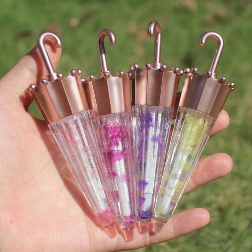 Transparent Lip Gloss with Flower Private Label Lipgloss Vendor Rolling Custom Vegan Clear Plumping Base Lip Make Up