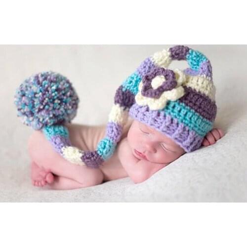 Baby Photography Props Flower Newborn Props Infant Costume Outfit Baby Boy Girl Crochet Hat Flower Cap Newborn Baby Hat Photo