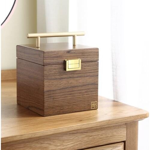 Wooden Jewelry Box Watches Earrings Bracelets Rings Necklaces Case Holder Organizer 14x14x14cm 3-layer Jewelry Collection Box