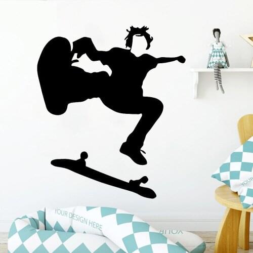 Skateboard Wall Sticker School Dormitory Decorative Vinyl Cool Wall Decals Home Decoration Nursery Teen Room Window Wall Z413