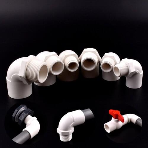 1Pc 1/2"~1" Inch Male Thread PVC 90 Degree Connector Water Pipe Joint Aquarium Fish Tank Parts Garden Irrigation Adapter