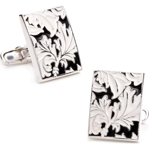 SPARTA Plated with White Gold Black rose Enamel cufflinks mens Cuff Links + Free Shipping !!! metal buttons