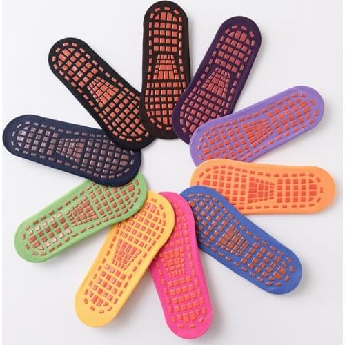 Yoga fitness sports ladies socks trampoline household solid color multicolor men and women silicone non-slip boat socks