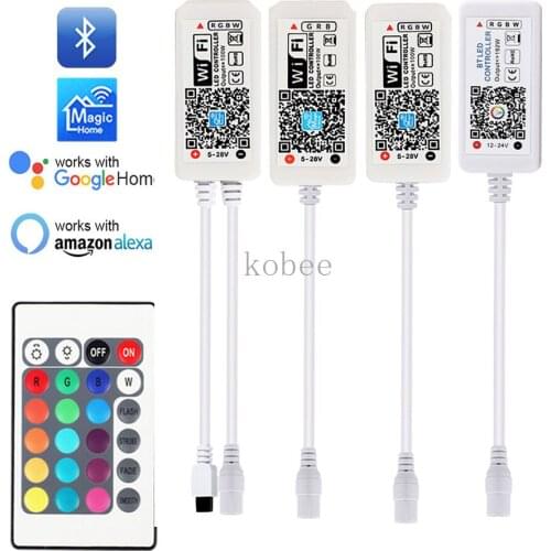 5V 12V 24V LED Strip Bluetooth / WIFI RGB / RGBW Controller Android IOS APP Alexa Google Magic Home IR Control