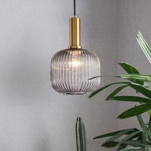 Modern Stained Glass Led Pendant Lamp Bar Living Room Pendant Light Fixtures Kitchen Hanging Lamps Cafe Home Industrial Decor