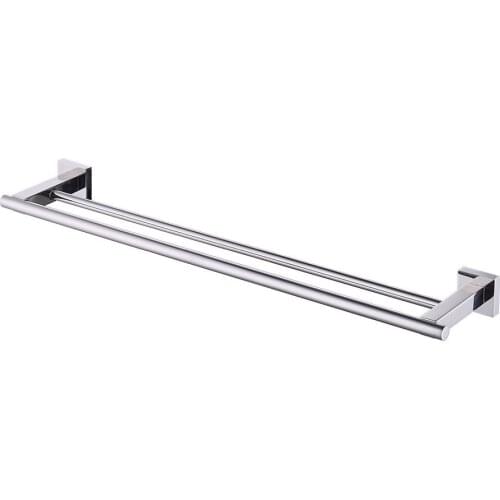 Bathroom Towel Bar Brushed SUS 304 Stainless Steel Bath Wall Shelf Rack Hanging Towel Dual Hanger 23-Inch Polished Finish A2201