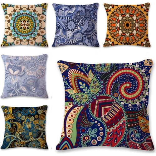 Vintage Divine Indian National Style Pillow Case Cotton Linen Sofa Cushion Cover Home Decor 18"