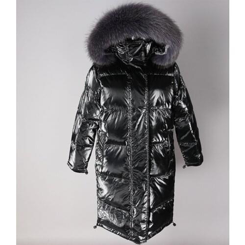 2020 new Women Hot long silver Down Jacket Hooded Jackets Warm Slim real raccoon fur Hooded Parka Coat fashion Winter Jackets