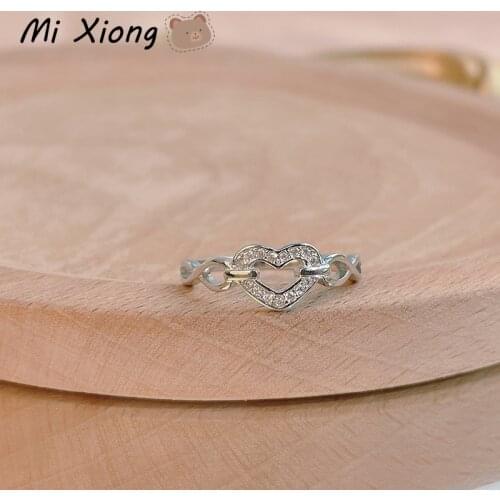 Mi Xiong Love Interwoven Sterling Silver 925 Rings for Women Luxury Engagement Wedding Elegant Classic Birthday Diamond Jewelry