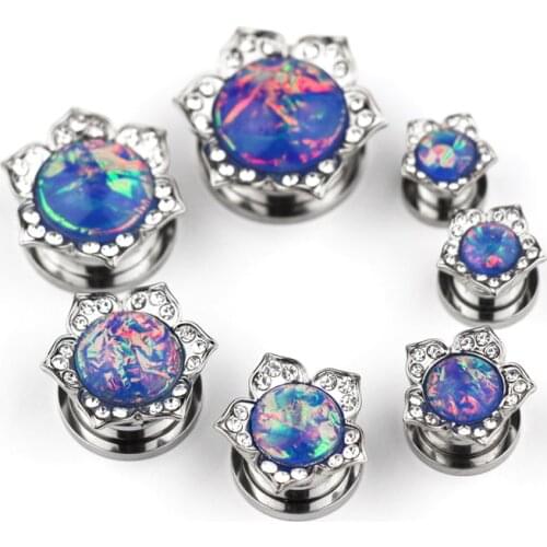 1Pair Stainless steel Flower Flared Tunnel Ear Plugs Copper Ear Expander Gauge Piercing Cartilage Helix Piercing Body Jewelry