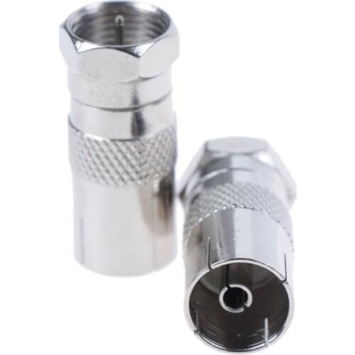 2Pcs F Type Male Plug Connector Socket to RF Coax For TV Aerial Female RF Adapters High Quality New