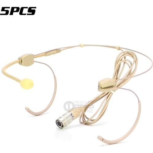 5Pcs Invisible 4 Pin Hirose Earset Headset Mic Headworn Microphone For Audio Technica Wireless System ATW RU13 1311 AT831CW T107