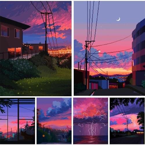 5D Diamond Painting Dusk Hand-painted Rhinestone Craft Home Art Three-dimensional Decoration Hanging Painting Can Be Customized