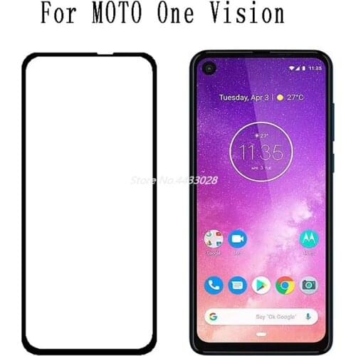 5D Full Glue Cover Black Tempered Glass For Motorola Moto One Vision Screen Protector For Moto One Vision Protective Film Glass