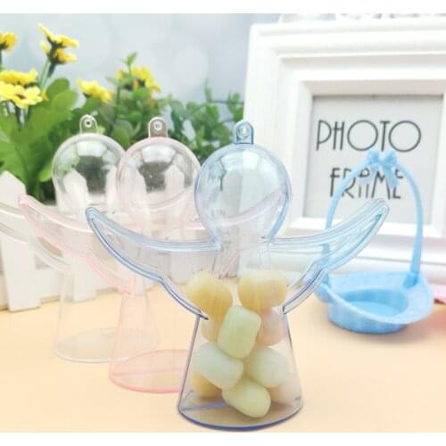 6 Pcs/set Cute Transparent Candy Box Angel Shape Food Plastic Gift Box Christmas Wedding Party Decor Storage Box Kids Gifts