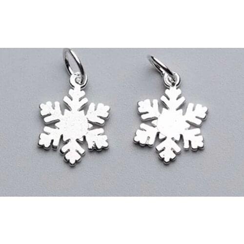 925 Sterling Silver Fancy Snow Charms DIY Jewelry Making 14x12mm Christmas Decoration Pendants Women Earrings Bracelets Garments