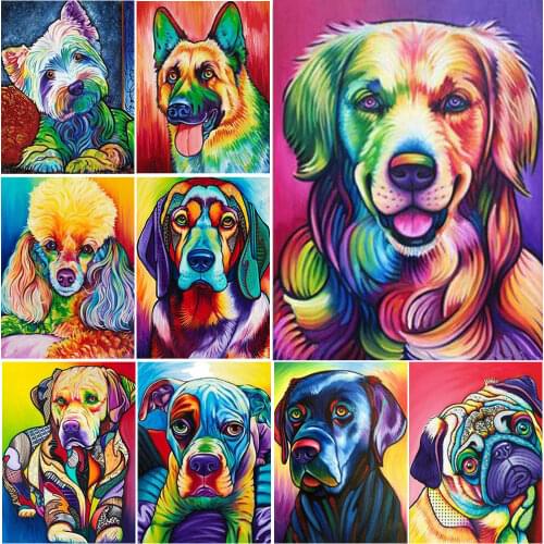 Colorful Dogs Diamond Painting 5D Diy Full Drill Animal Pitbull Poodle Dachshund Rhinestone Embroidery Cross Stitch Art Decor