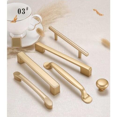 Freeshipping European Style Matte Gold Cabinet Handles Solid Aluminum Alloy Kitchen Cupboard Pulls Drawer Knobs Furniture Handle