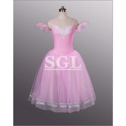 Free Shipping Adult Pink Long Dress For Sale Romantic Tutus Children Ballet Tutu Dress Leotard Tutu Dance Girl AT1068B