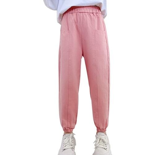 Girls Cargo Pants Solid Color Pants For Girl Patchwork Kids Pants Casual Style Clothes For Girls