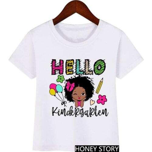 Black Melanin Princess Print Cute Little Girl T-shirt for Birthday Kids Funny T Shirts 1 2 3 4 5 Number Fashion Short Sleeve Tee