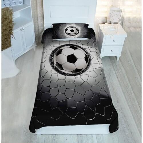Black single bed cover black white football sports ball patterned velvet fabric Free Shipping quality product kids room decorati