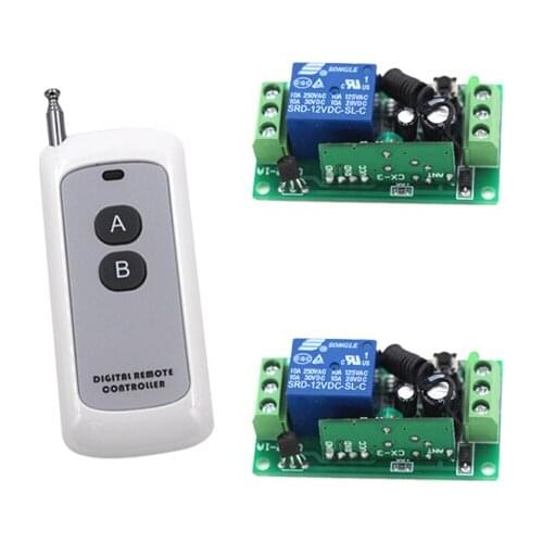 DC 9V 12V 24V 10A Wireless Remote Control Switch RF Relay Receiver Remote Controller Access Door Control System 2CH Transmitter