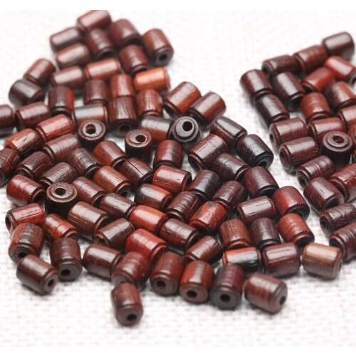 Natural mahogany wooden beads barrel shaped wooden beads scattered beads 5mmx6mm DIY jewelry making jewelry natural color