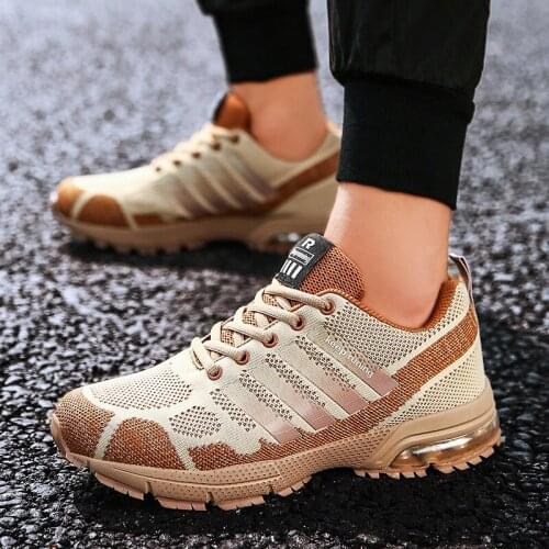 Big Size47 Sport Shoes Men Breathable Mesh Lace-up Cushioning Sneakers Outdoor Light Non-slip Gym Trainers Walking Jogging Flats