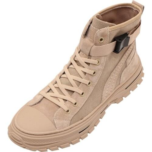 Spring Autumn Men Shoes Canvas Shoes Fashion High Help Desert Ankle Boots Breathable Slip On Men Casual Shoes Men Sneakers