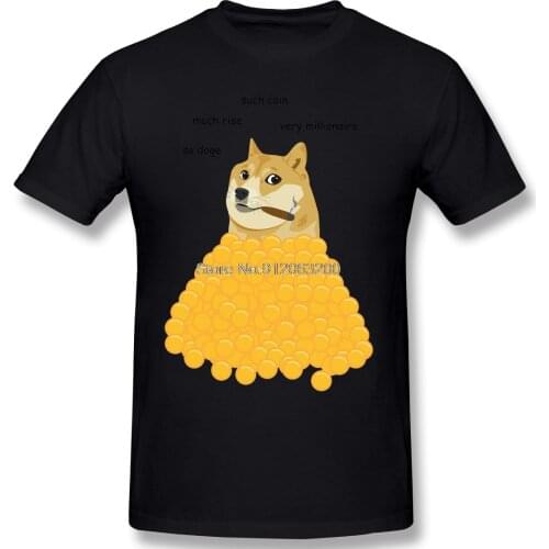 Men Clothing Dogecoin T-Shirt Doge Cool Fashion Short Sleeve Cotton Tees Harajuku TShirt Streetwear