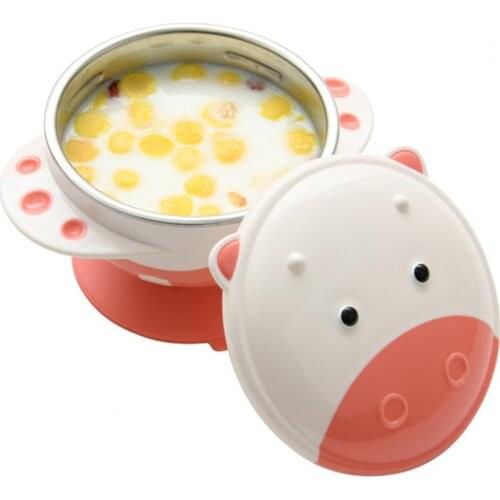 1 Set Kids Tableware Non-slip Suction Cup Utensils Infant Stainless Steel Kid Feeding Bowl