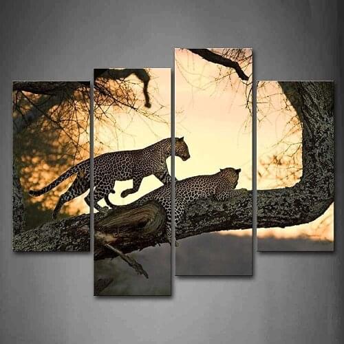 Framed 4 Panels/Set Animal series leopards HD Canvas Print Painting Artwork Gift Wall Art Picture.decorative painting/XJ-12Y-116