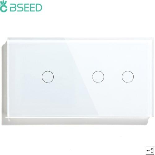 BSEED Wall Light Switches 1/2 Gang 2Way 3Gang Touch Screen Light Switches Eu Standard White Black Golden Sensor Switch