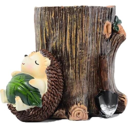 Lennuoma Cute Hedgehog Pencil Pen Holder Resin Desk Organizer Stationery Container Desktop Storage for Home Office