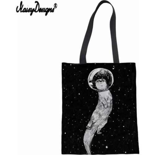 NOISYDESIGNS Ladies Canvas Shopper Tote Bags Drifting in Otter Space Print Female Shopping Bag Customized Summer Beach Bag