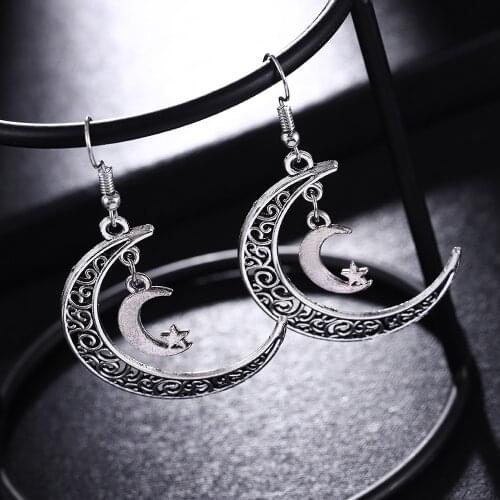 New Hot-selling Popular Temperament Retro Moon Star Pendant Earrings Handmade Earrings Women Party Gifts