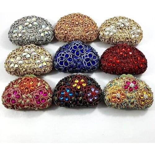 New Arrival Oval Shape Champagne/Blue 9 Colors Rhinestone Purse Women’s Evening Diamond Clutches Ladies Crystal Wedding Handbags