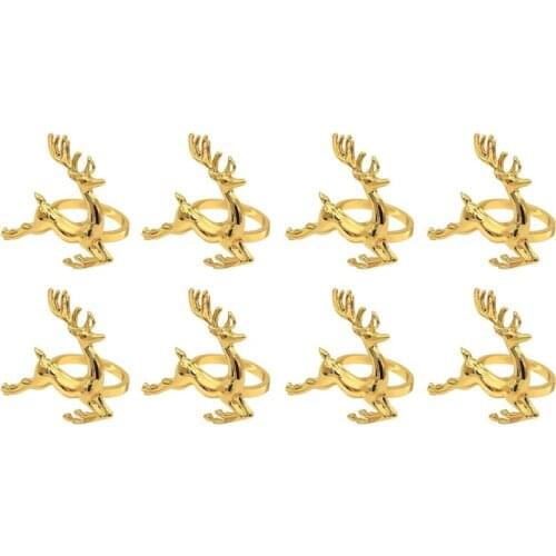 New Napkin Rings,Gold Elk Chic Napkin Rings for Place Settings,Wedding,Christmas,Thanksgiving,Home Kitchen Dining Table 8Pcs